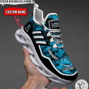 Personalized NRL Cronulla Sharks Blue camo Max Soul Sneakers