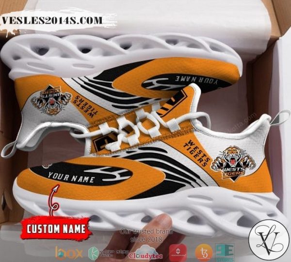 Personalized NRL Wests Tigers Orange Max Soul Sneakers