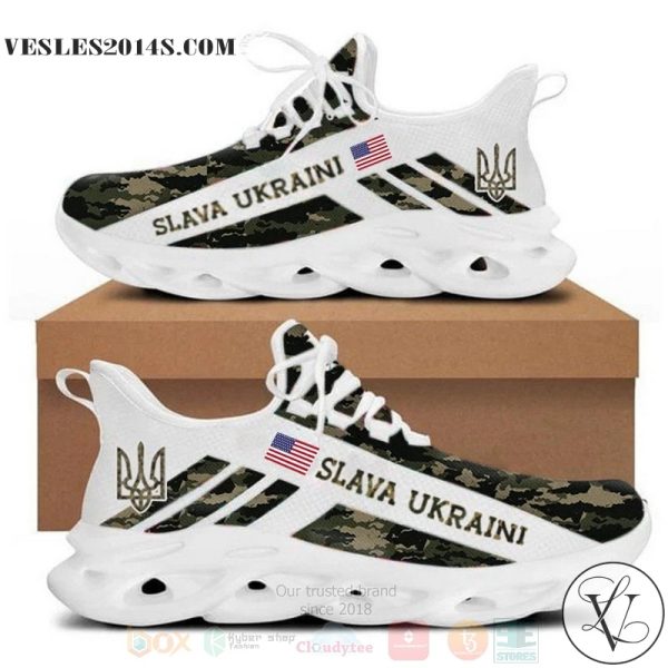 USA Slava Ukraini Camo Clunky Max Soul Shoes